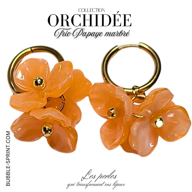 ARTSHOP Trio Orchidées créoles papaye marbré kit