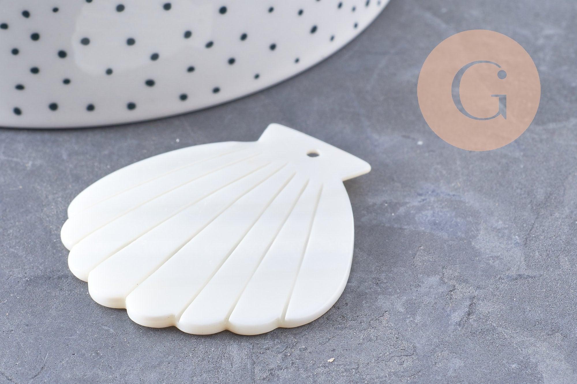 Gingerlily pendentif coquillage G10091 nacre blanche 54mm x2