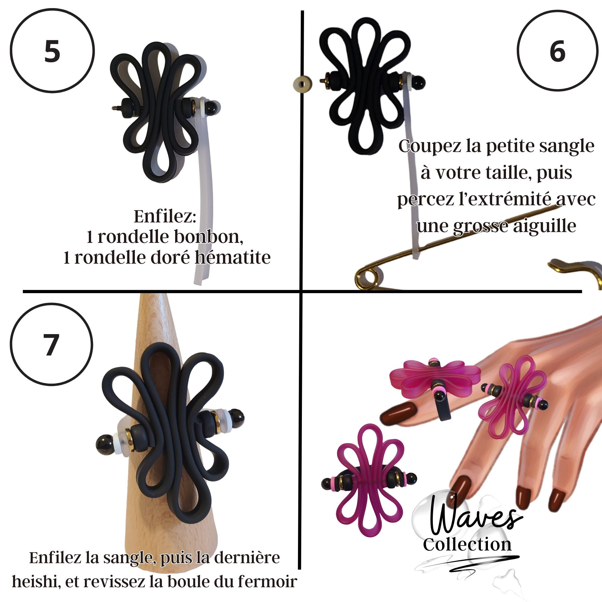 ARTSHOP Bijoux en KITS Waves bague violet citron n°6 kit