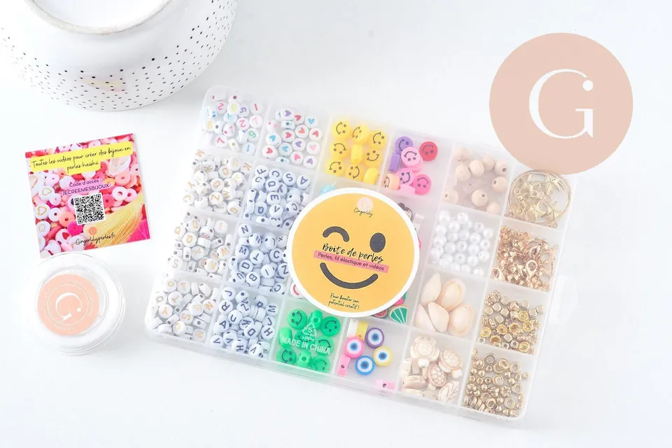 Gingerlily Kit boîte perles lettres smiley sans pinces