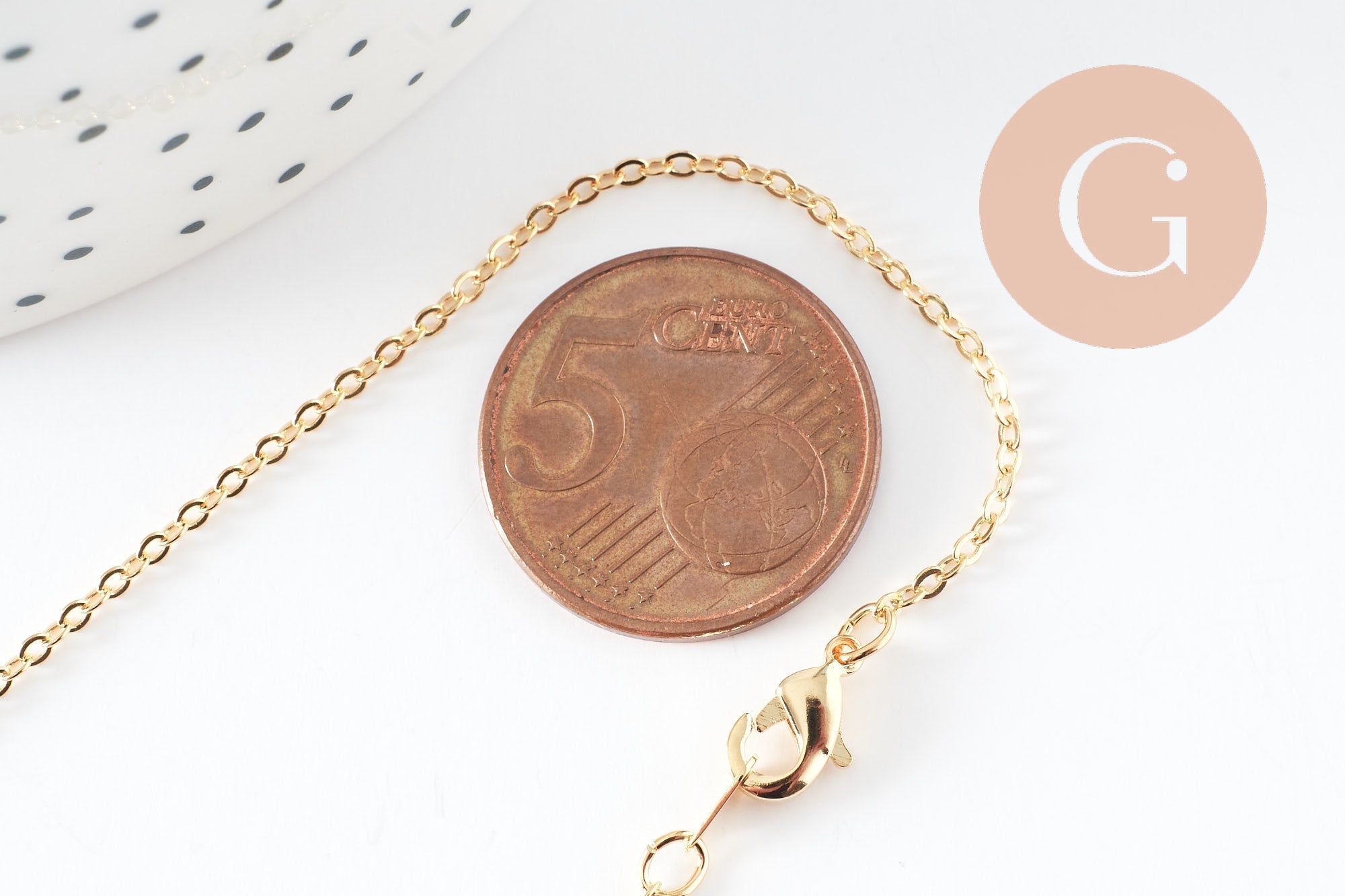 Gingerlily Chaîne collier forçat cuivre doré 16K 45cm 1.8mm x1