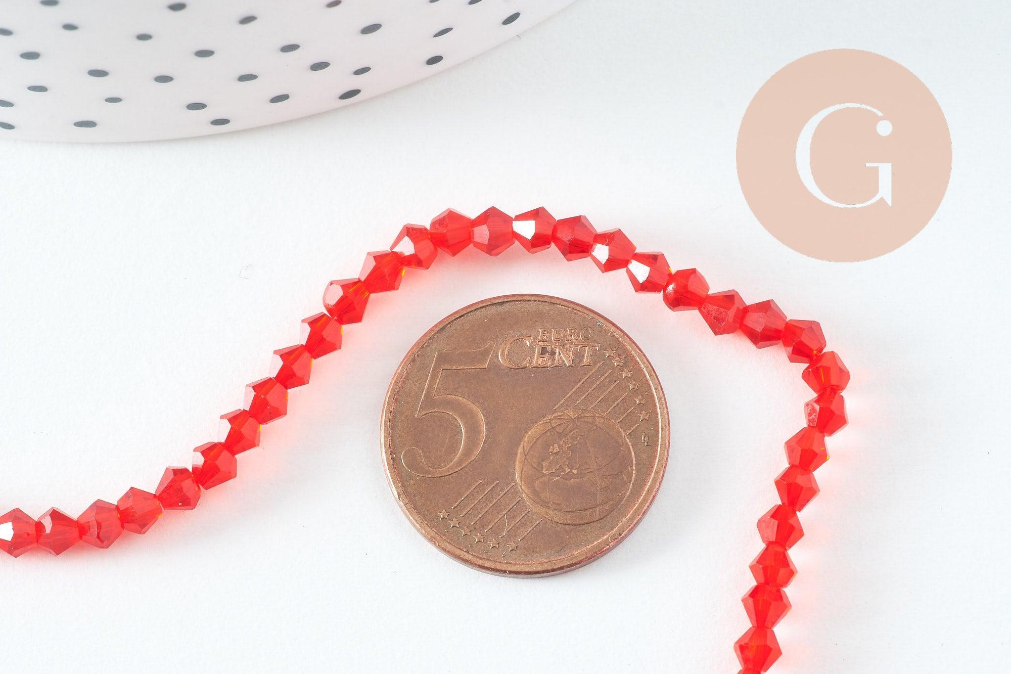 Gingerlily Perles toupies cristal rouge transparent 3,5mm fil