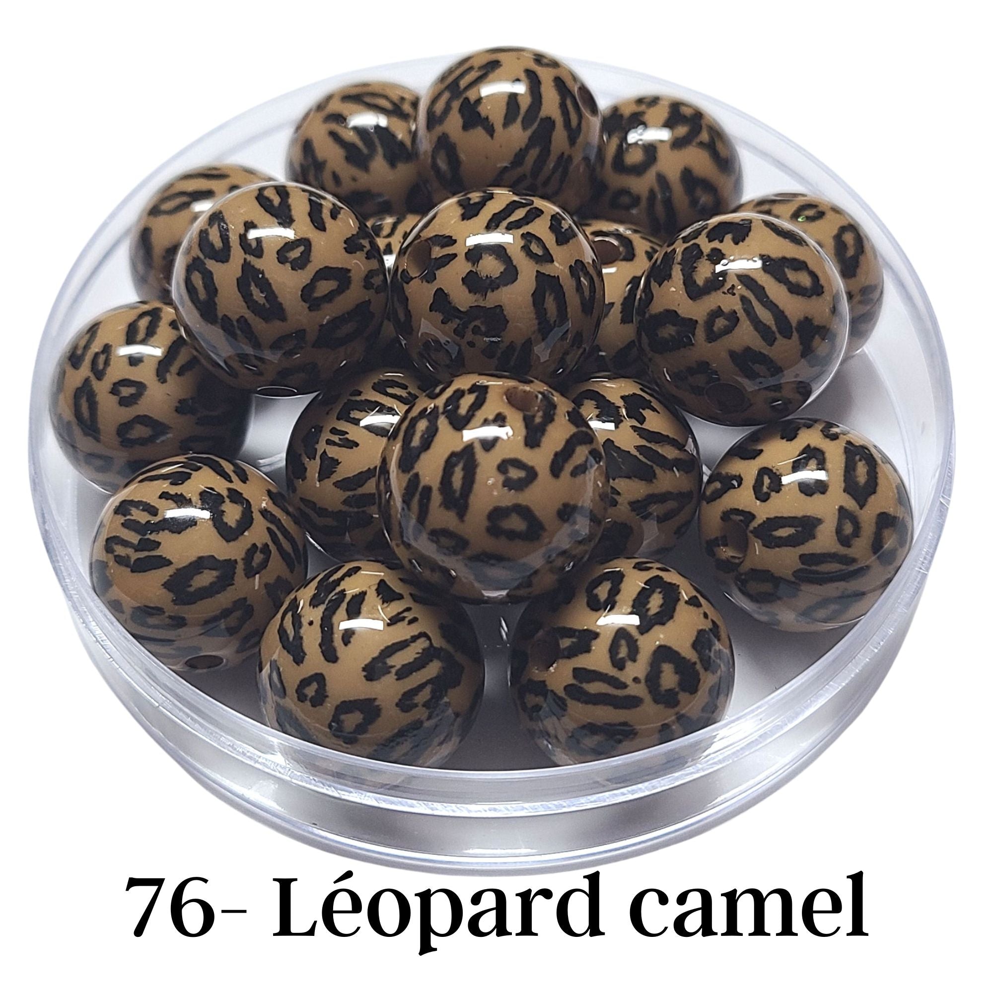 ARTSHOP Boules 20MM 76 perles léopard camel x10 acrylique