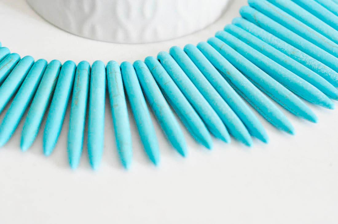 Gingerlily pointe howlite G0045 perle pierre turquoise fil 45 cm