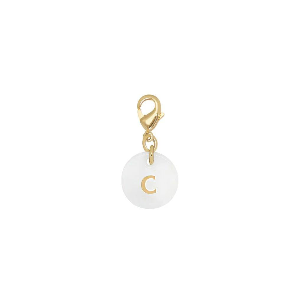 Gingerlily Pendentif initiale nacre blanche 11,5mm à l'unité