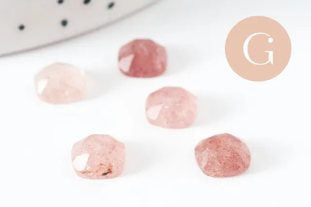 Gingerlily Quartz Fraise Cabochon Carré 8x8mm x1 Naturel