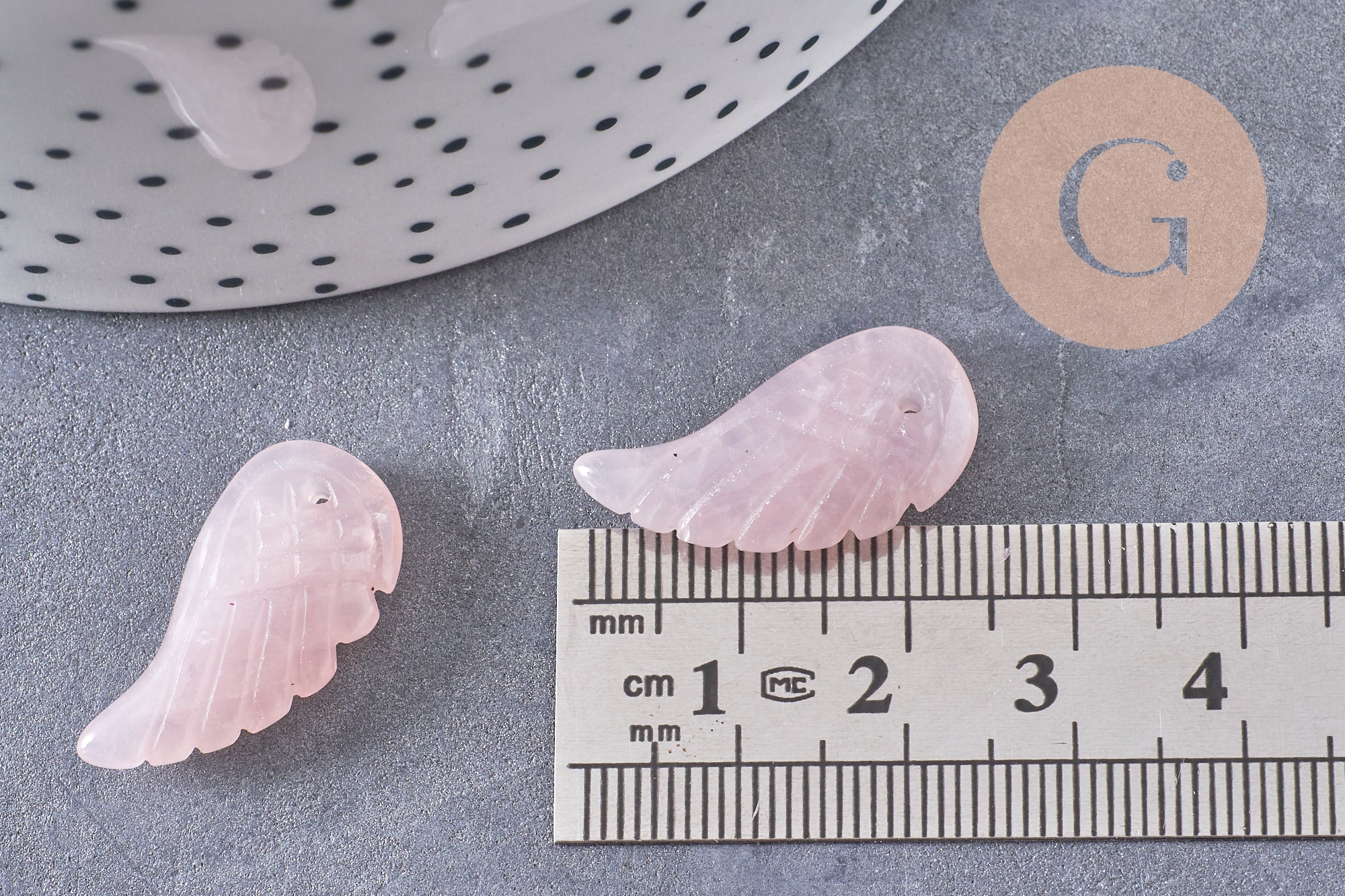 Gingerlily Pendentifs aile quartz rose naturel 24,5 mm, x1