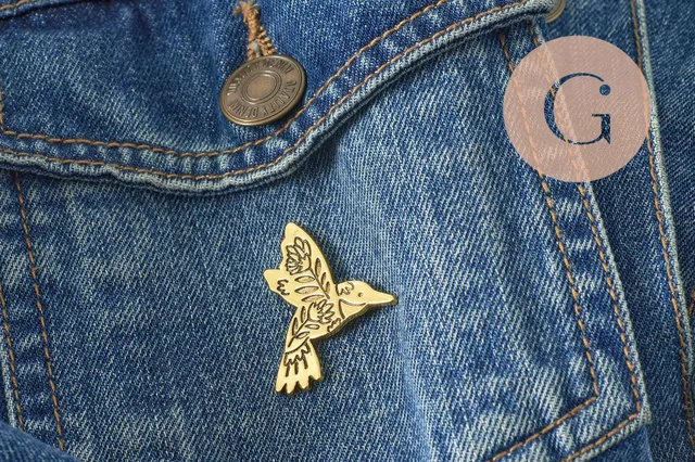Gingerlily Broches colibri broche acier doré 30mm x1