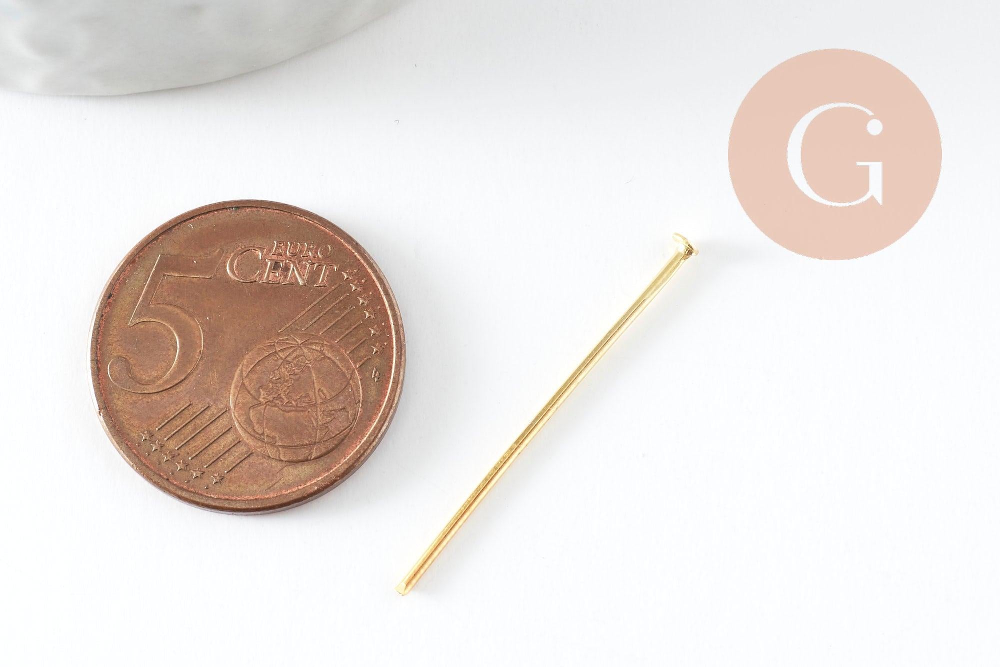 Gingerlily Apprêts tiges tête clou doré 30mm lot 10g