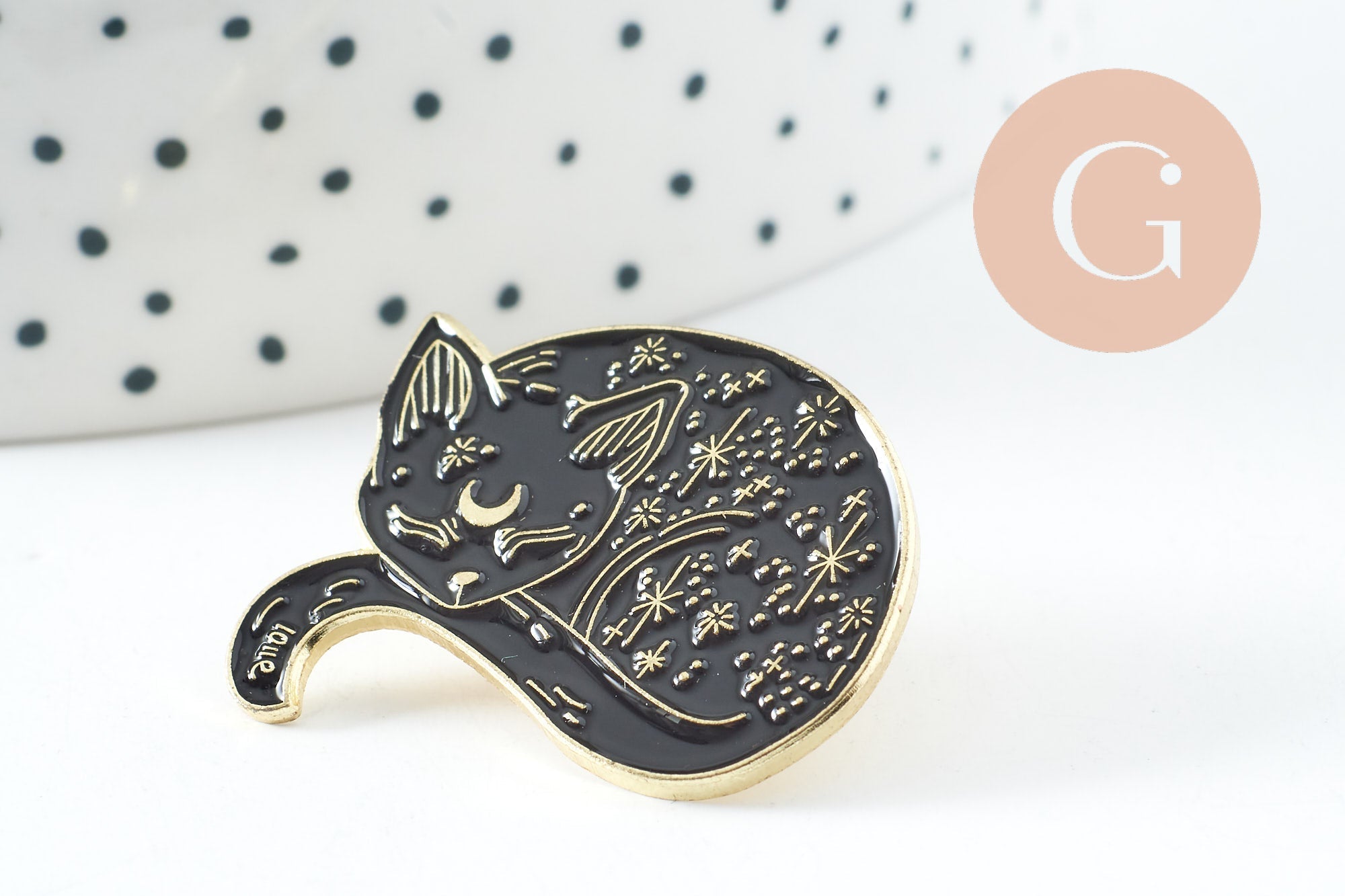 Gingerlily Broches pin's Chat noir G9742 broche 28mm doré