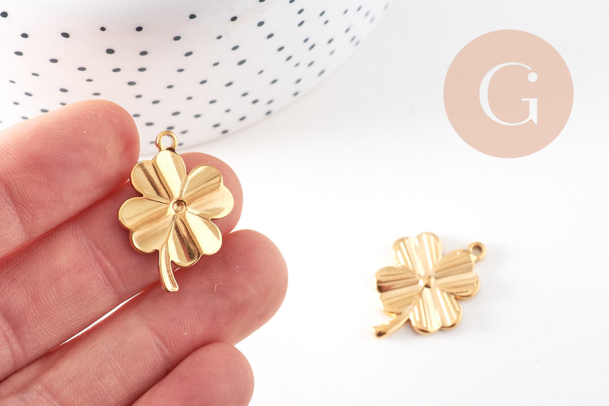 Gingerlily Pendentifs G10807 pendentif trèfle doré x1 acier