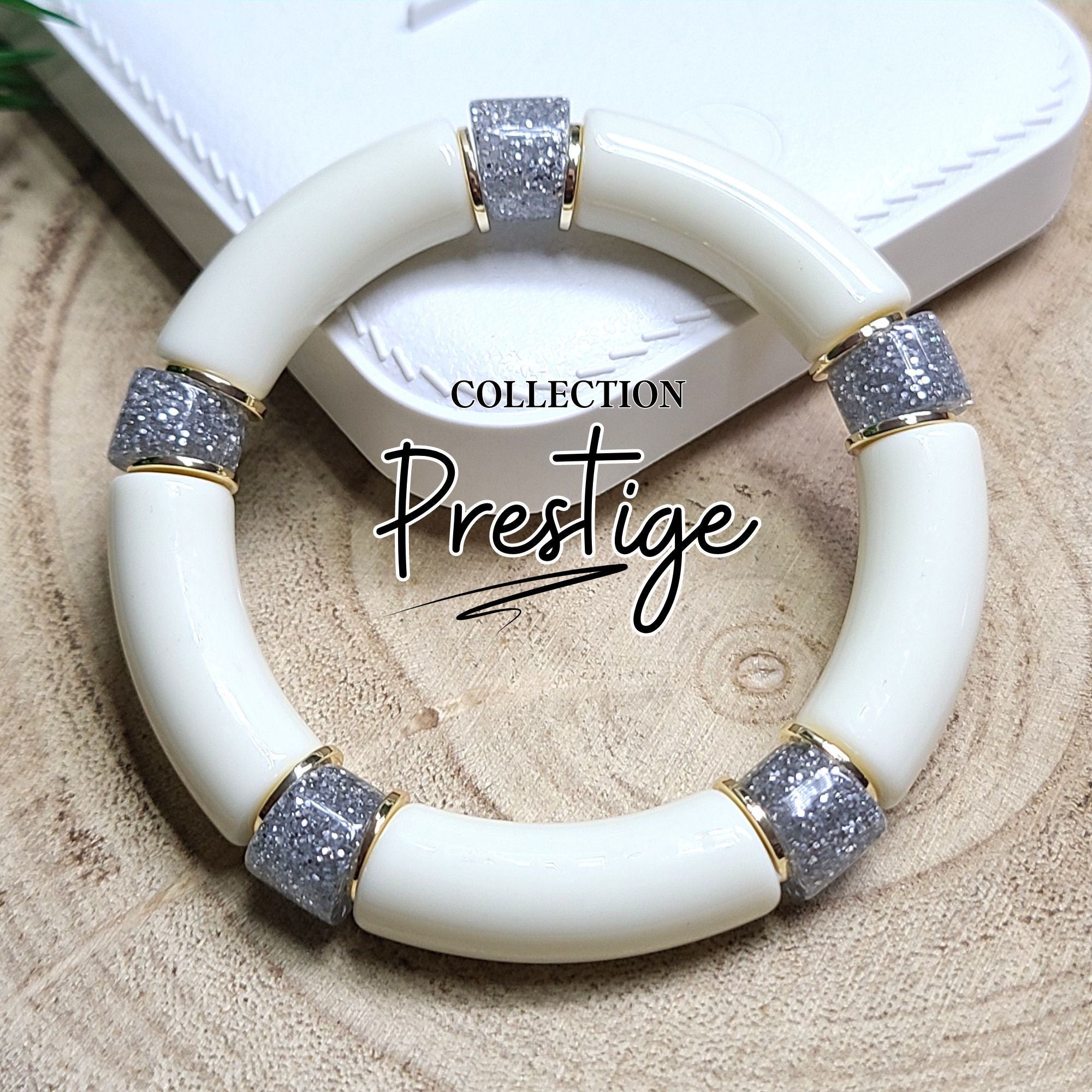 ARTSHOP Idée création 58 bracelet blanc cassé et doré
