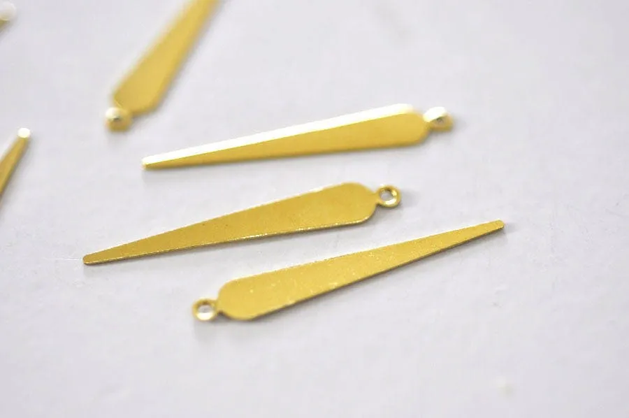 Gingerlily Pendentifs breloque pointe laiton brut 32mm x5
