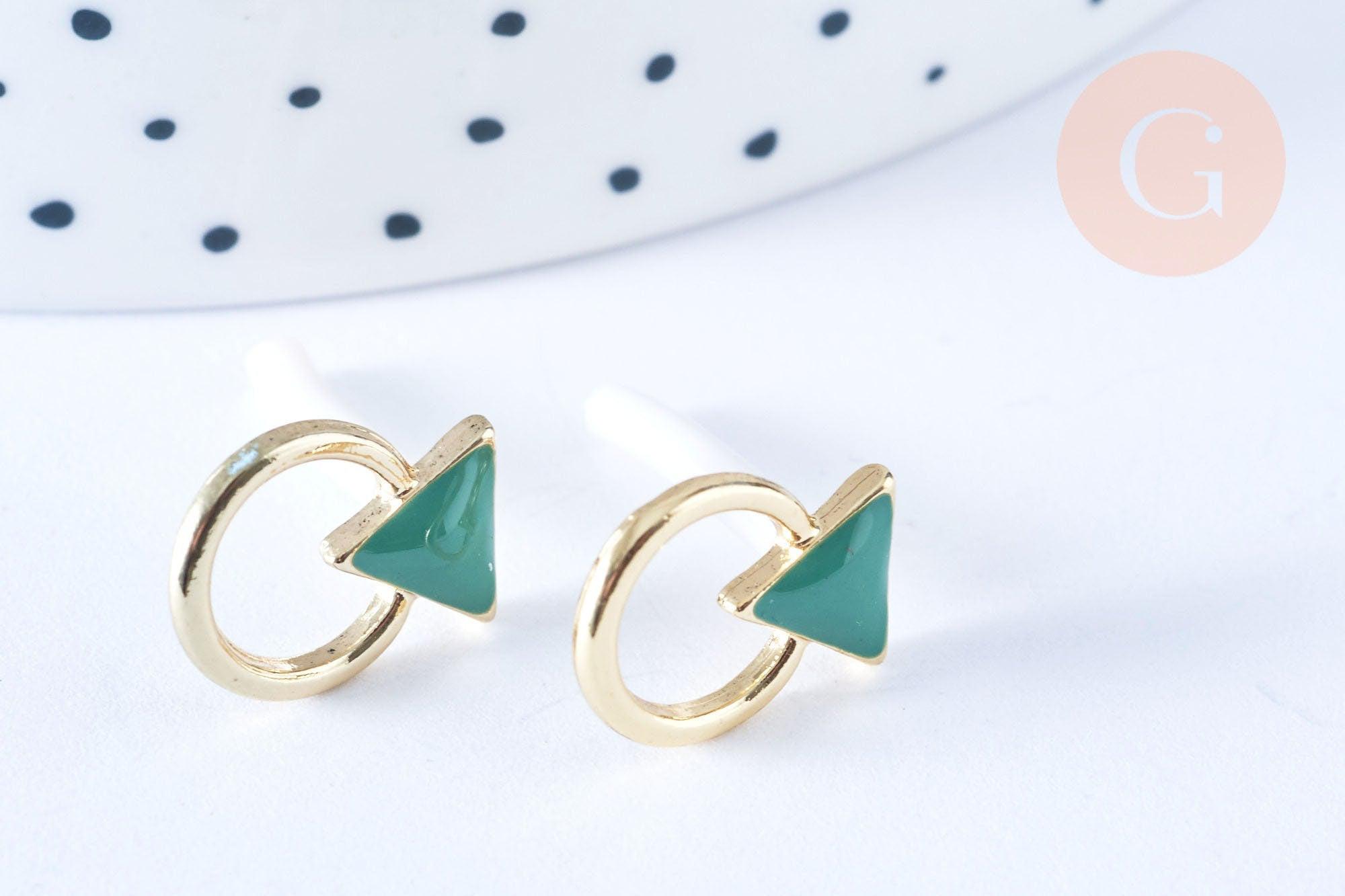Gingerlily Perles G5336 puces triangle émail vert x1 paire
