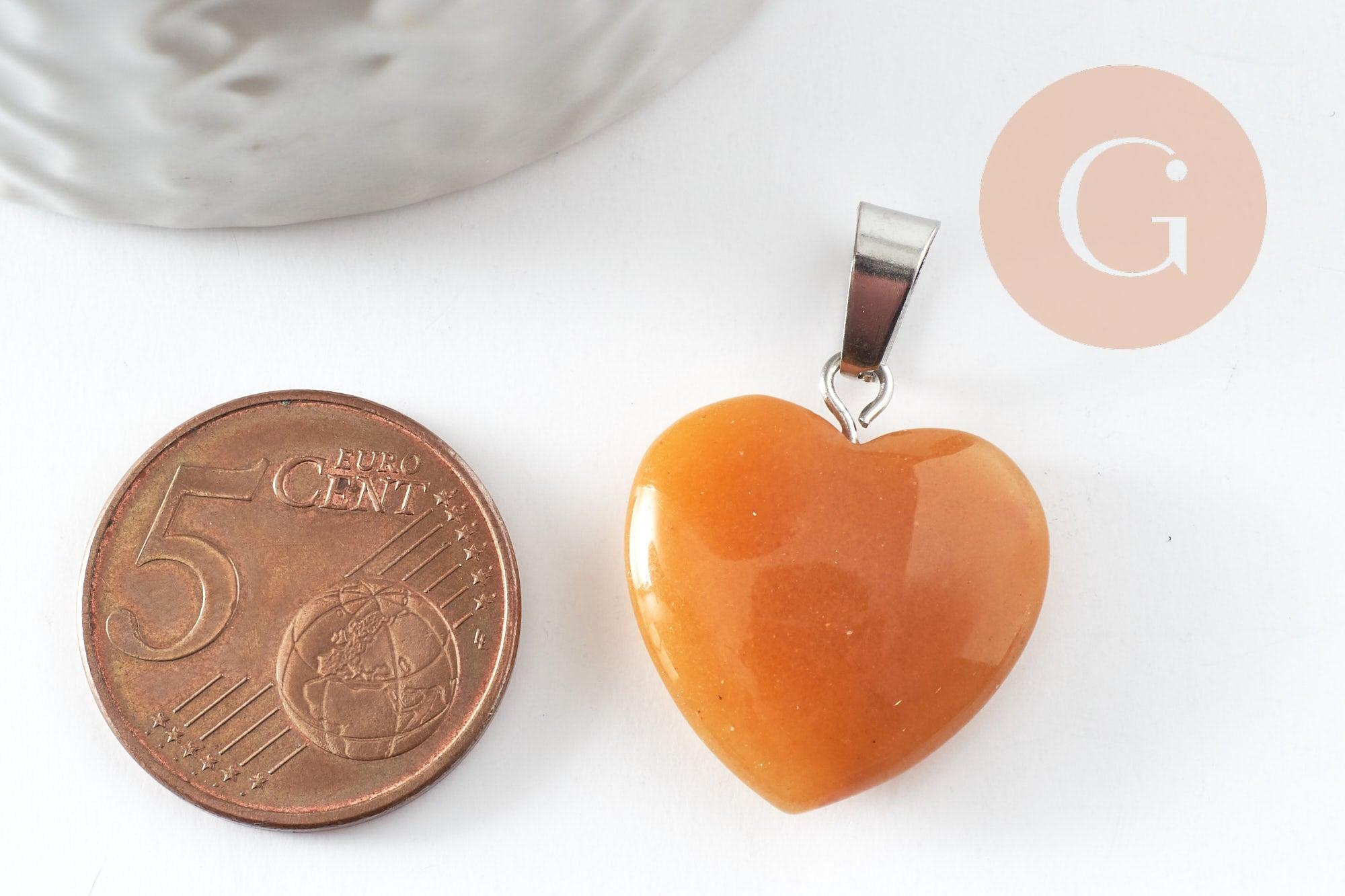 Gingerlily Pendentifs G9534 pendentif coeur jade jaune 22mm x1