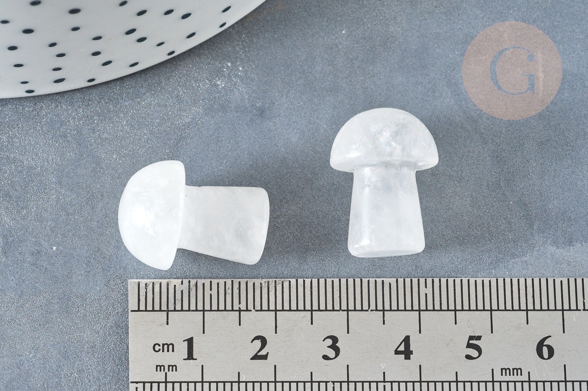 Gingerlily Perles champignon cristal de roche 20mm massage