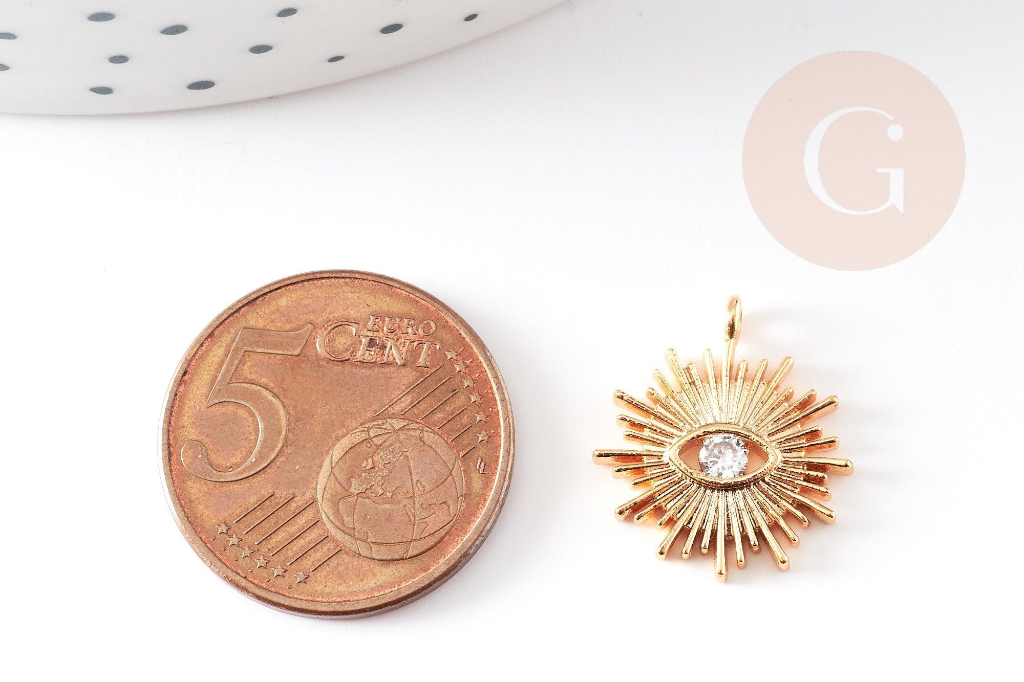 Gingerlily Pendentif G10546 soleil zamac doré 18K zircon 16,5 mm