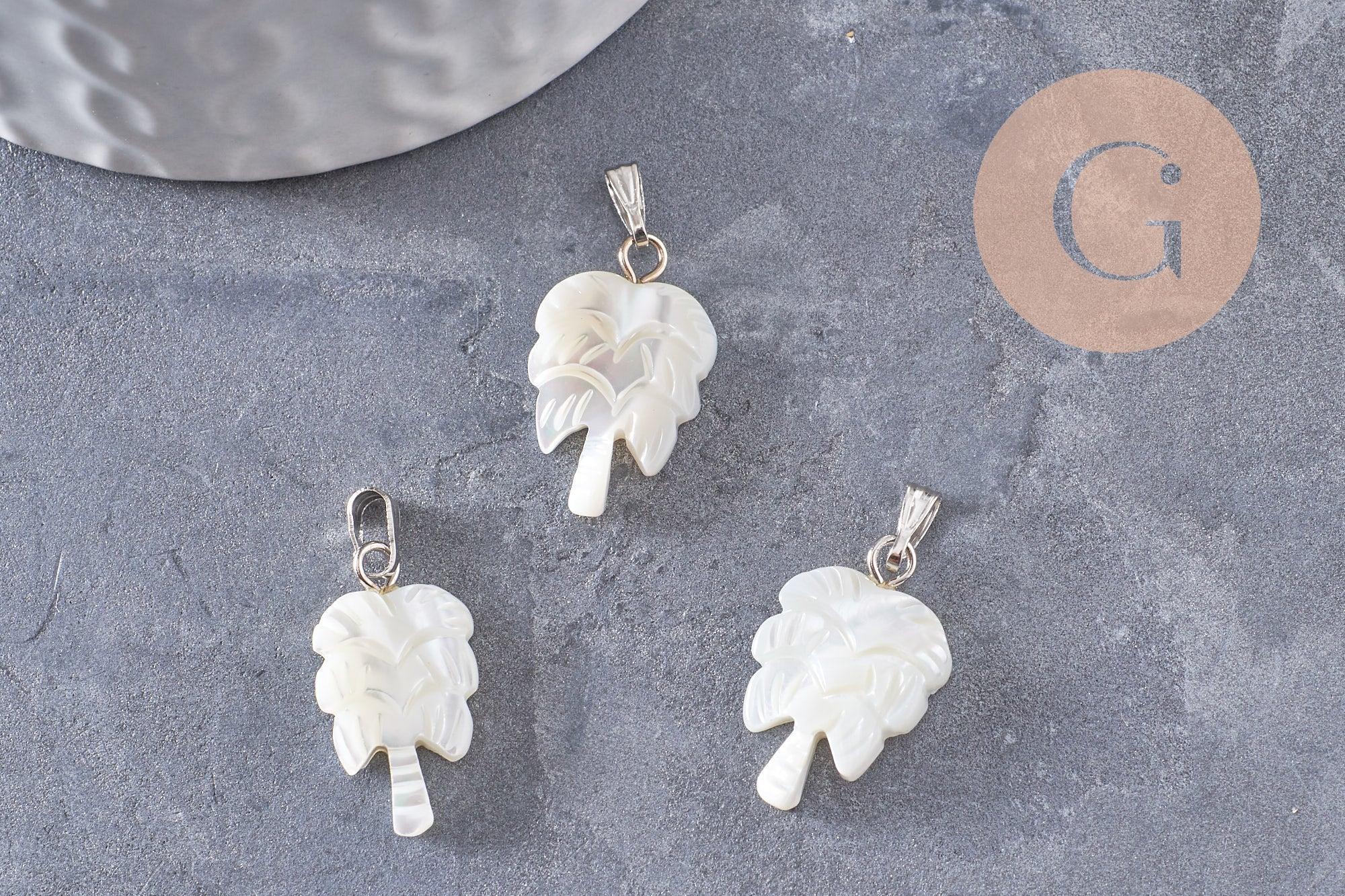 Gingerlily Pendentifs G9918 pendentif palmier nacre blanche 20,5mm