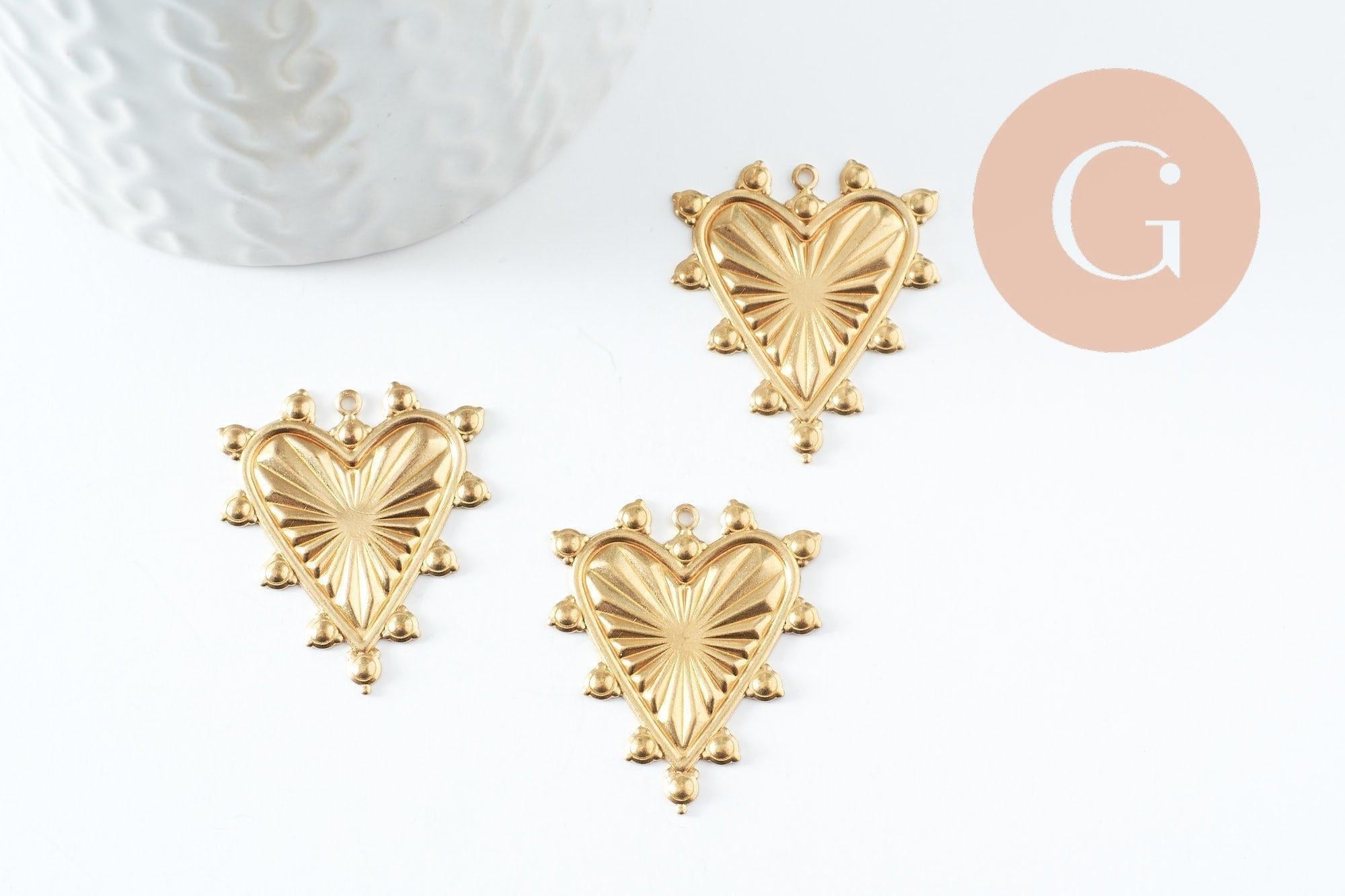 Gingerlily Pendentifs bijoux DIY G9755 pendentif coeur laiton brut 30mm