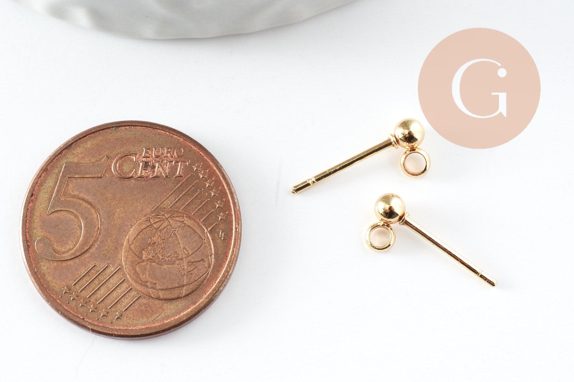 Gingerlily Clous oreille G9689 acier doré boule 3mm x10