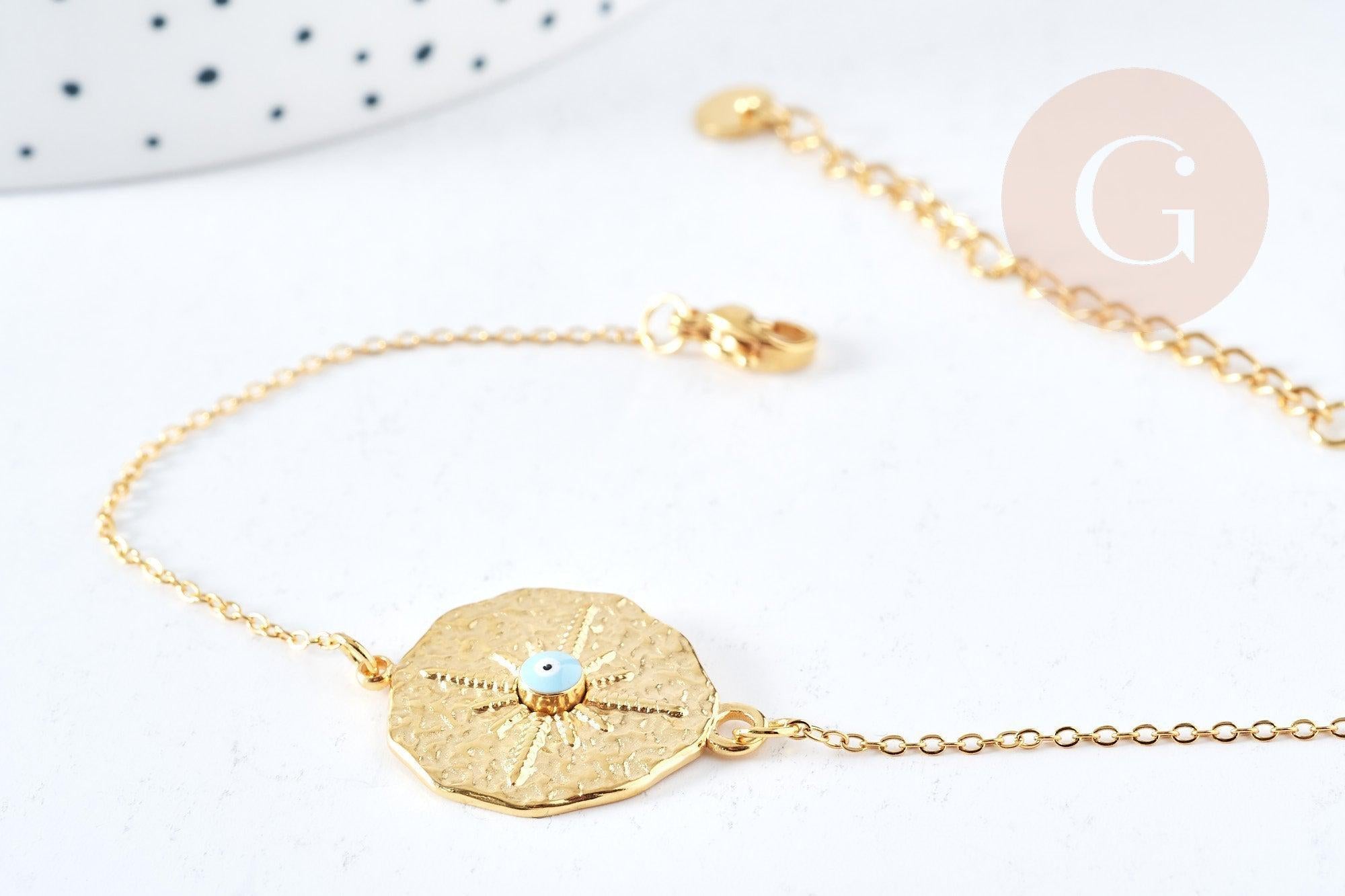 Gingerlily bracelet médaille étoile acier doré 25 cm x1