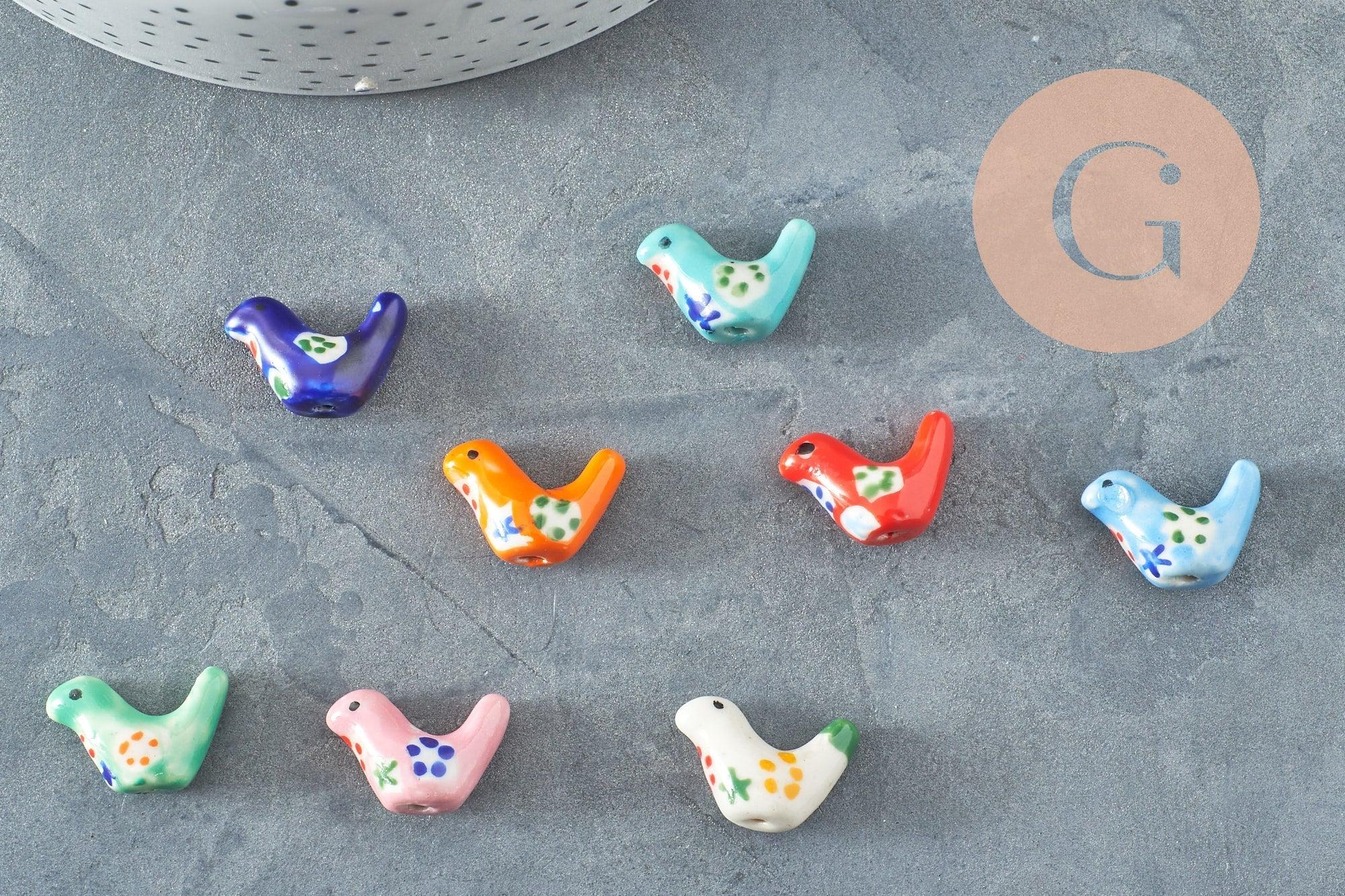 Gingerlily oiseau G9818 perle porcelaine 19mm x1