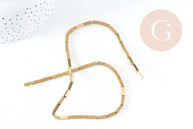 Gingerlily Perles G9040 perle rectangle hématite dorée 40 cm