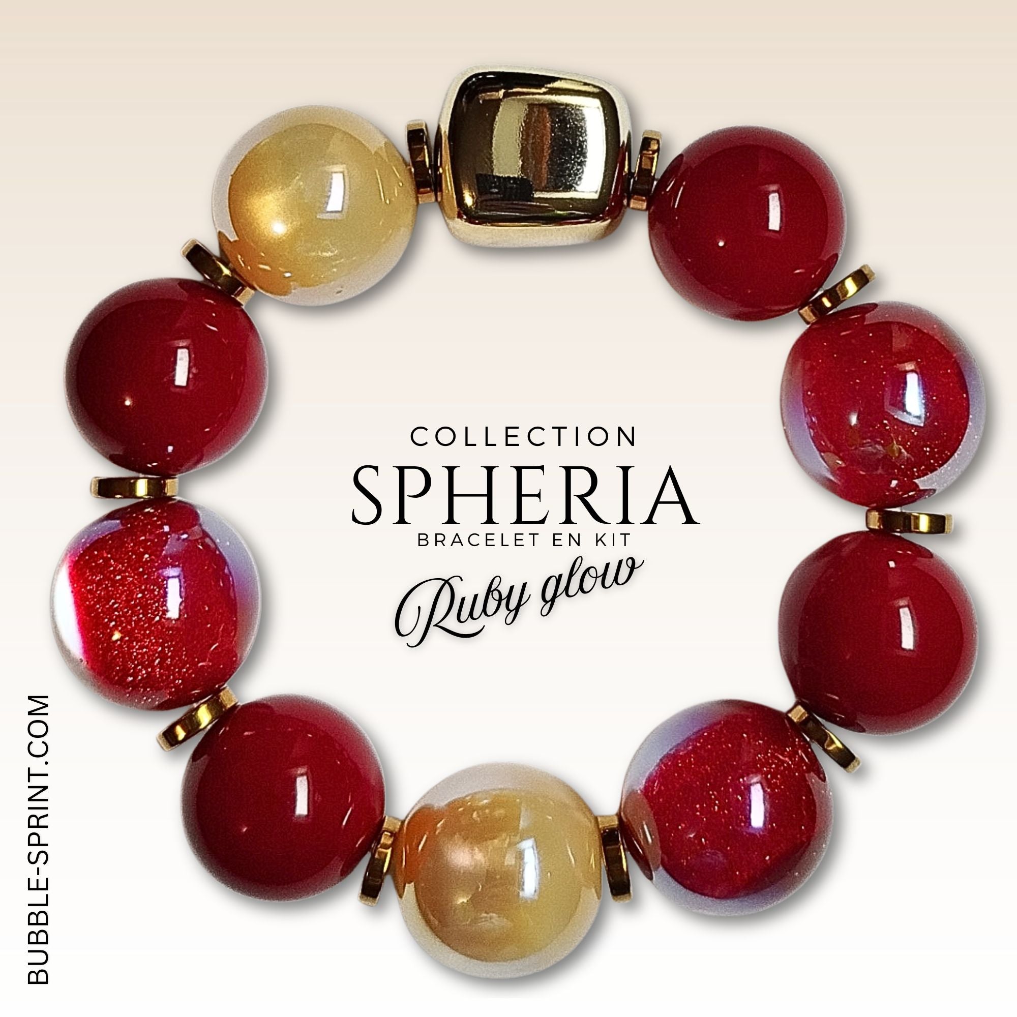 ARTSHOP Spheria Ruby Glow kit bracelet boules 20mm à monter
