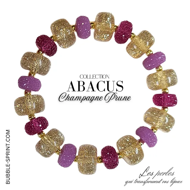 ARTSHOP Abacus bracelet champagne prune kit complet élastique
