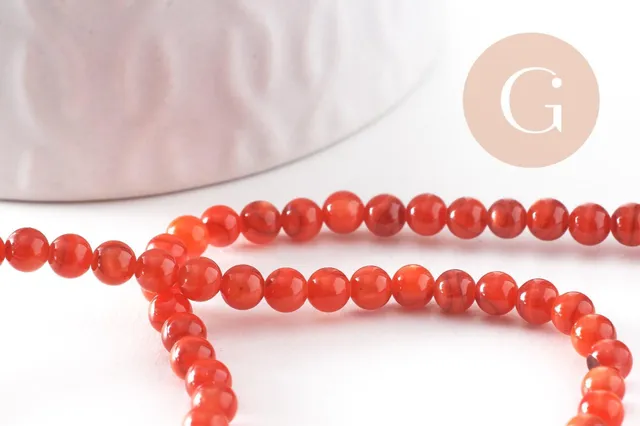 Gingerlily Perle ronde nacre G9974 rouge teinté 4mm fil