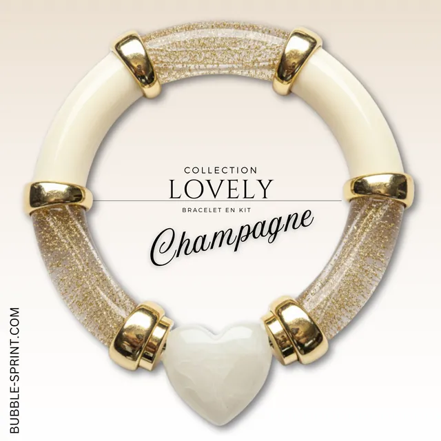 ARTSHOP Lovely Kit bracelet Champagne cœur élastique