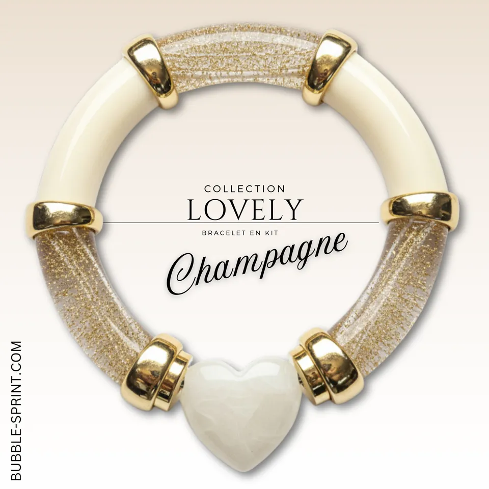 ARTSHOP Lovely Kit bracelet Champagne cœur élastique