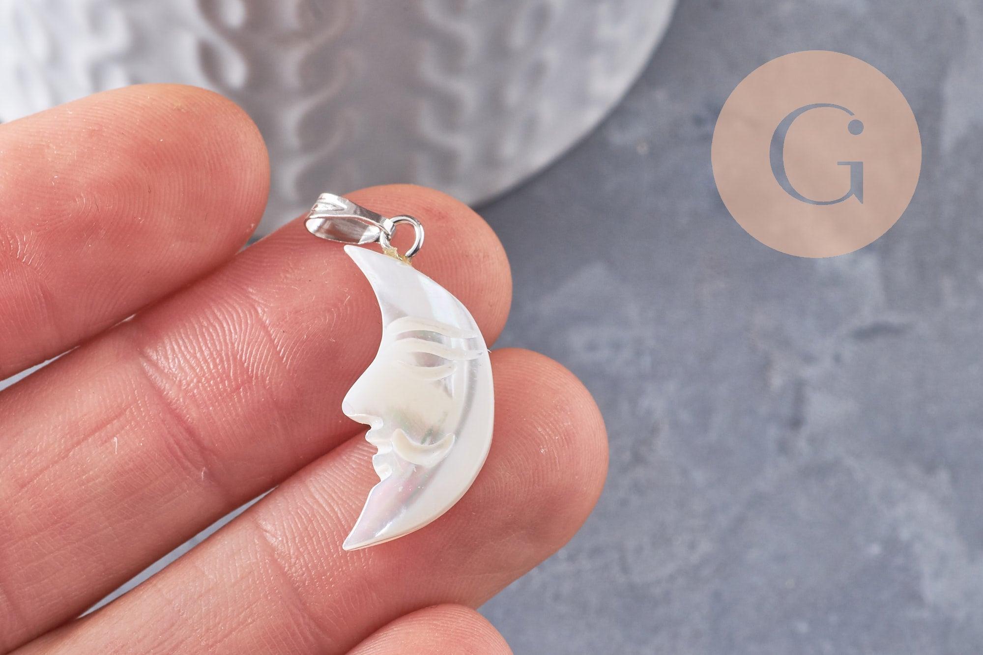 Gingerlily G9917 pendentif lune nacre blanche 22-28mm x1