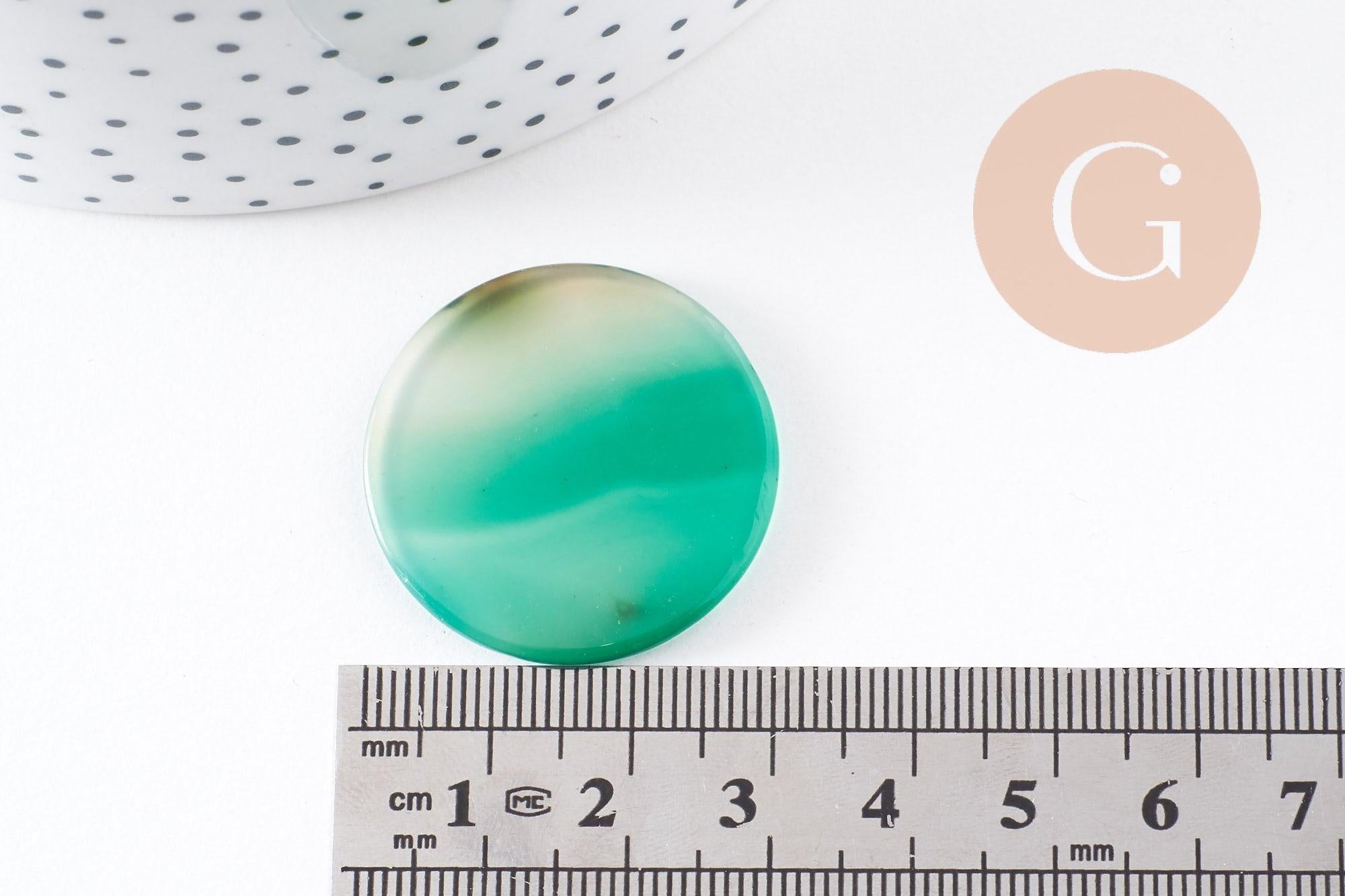 Gingerlily Cabochon rond onyx verte 30mm x1 naturelle polie