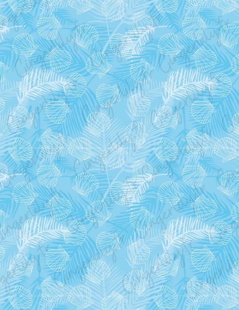 Gingerlily Perles G10766 feuille transfert polymère palme bleu 14x10 cm
