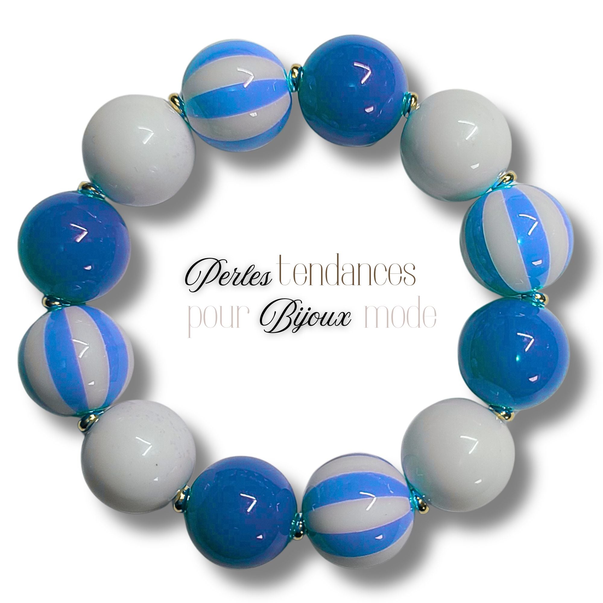 ARTSHOP Boules 16MM n°218 perle noir rayé x15