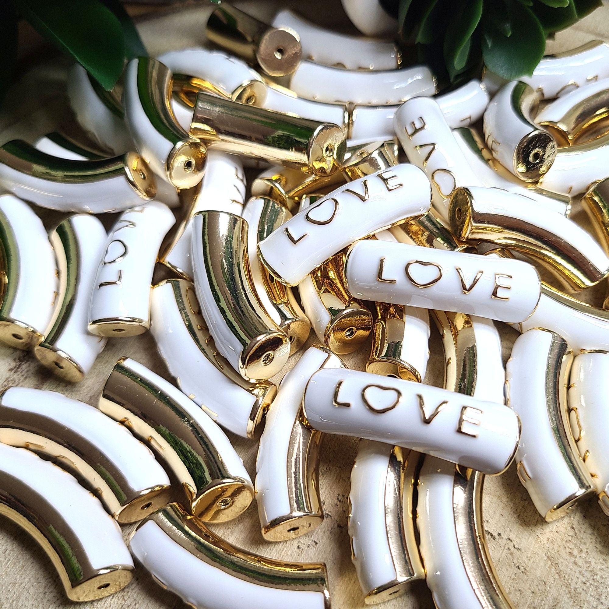 ARTSHOP Strass Émaillés Tube LOVE blanc 12mm x1 tube