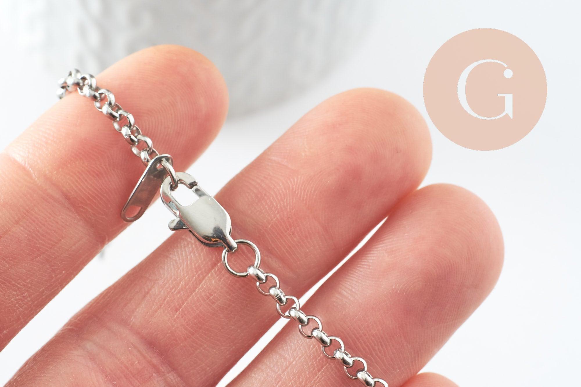 Gingerlily Apprêts Base Bracelet Chaîne Rolo Acier Platine 3mm x1