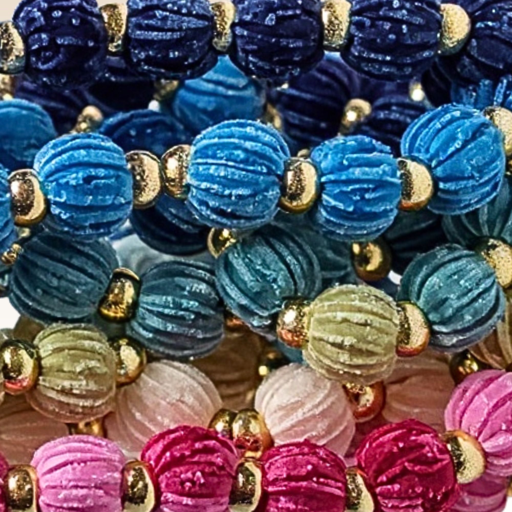 ARTSHOP Chouchou Ball 9 perle velours denim 16 mm