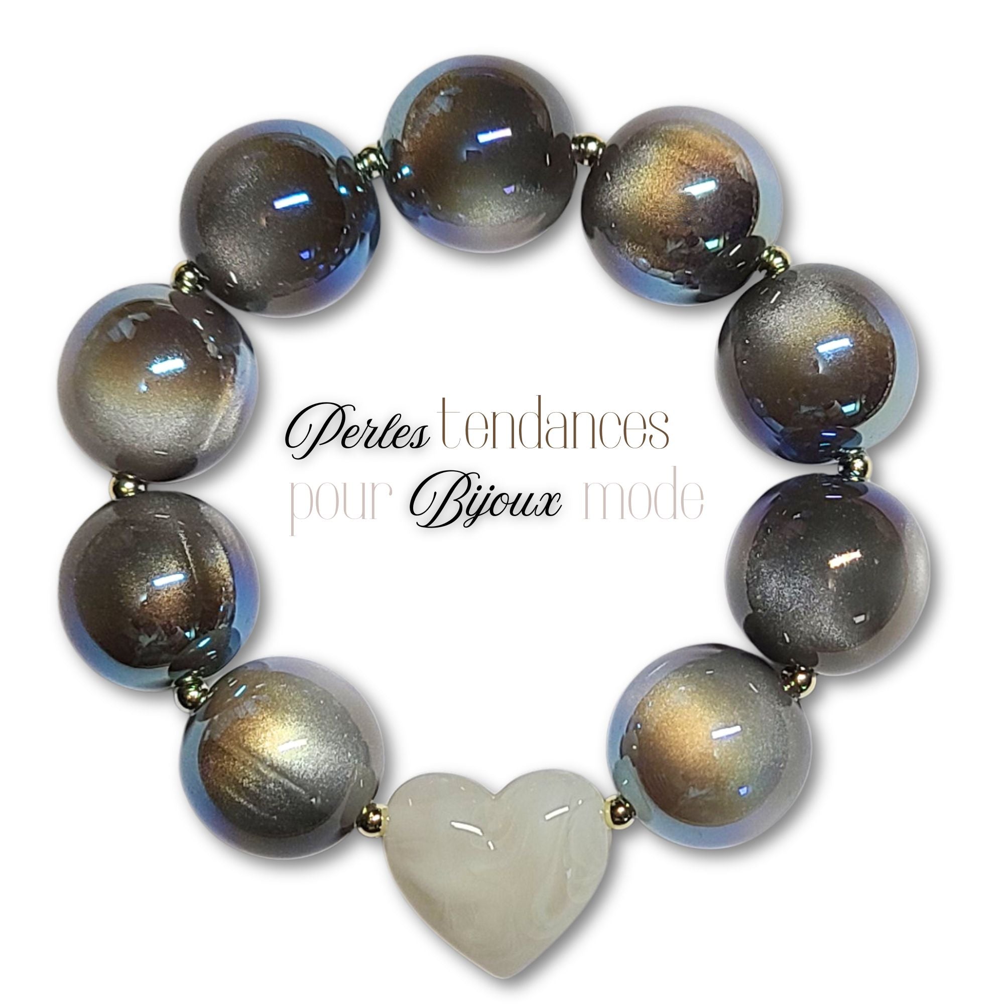 ARTSHOP Boules 20MM 297 Gris AB perles oeil de chat x1