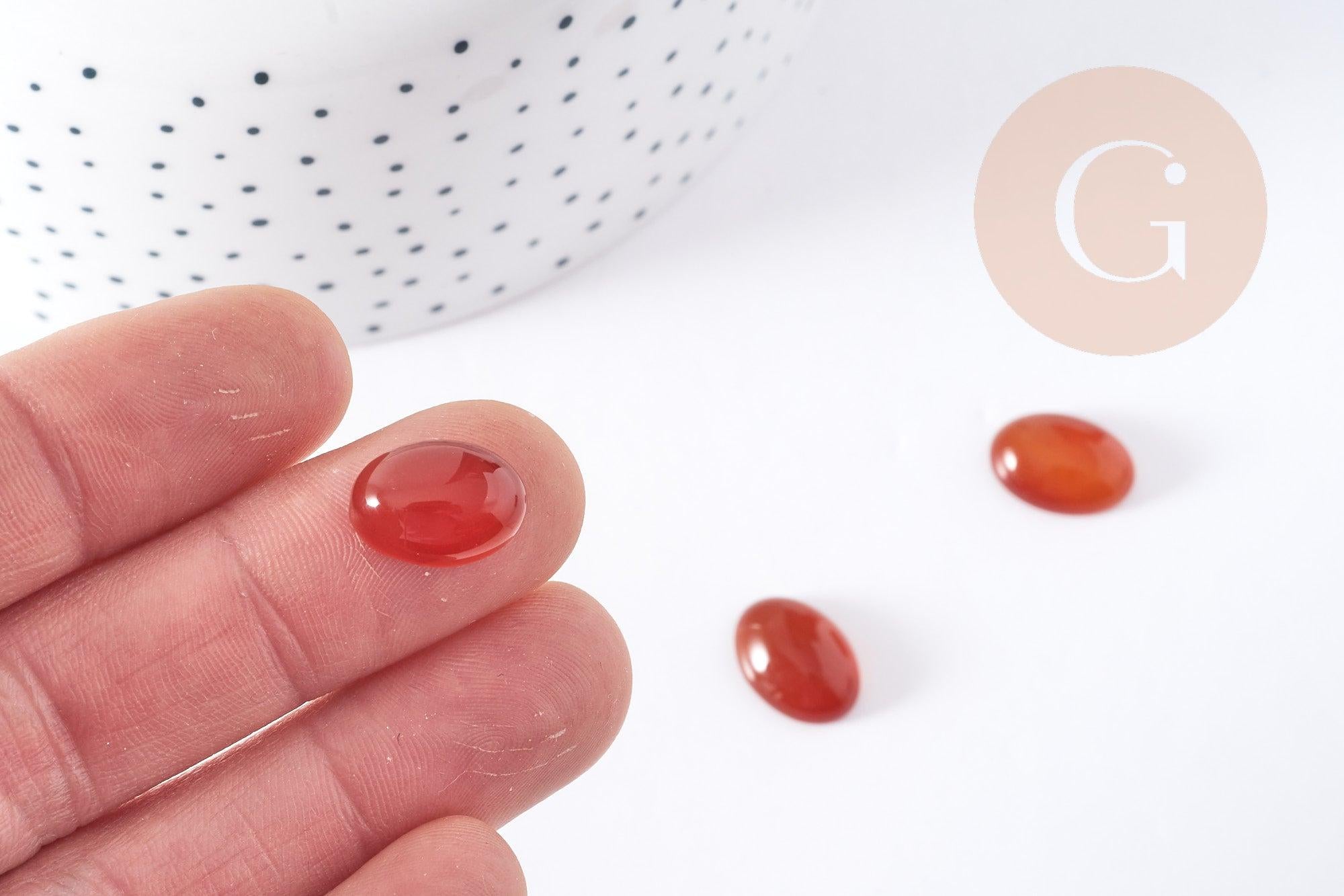Gingerlily cabochon ovale agate marron-orange 14x10mm x1