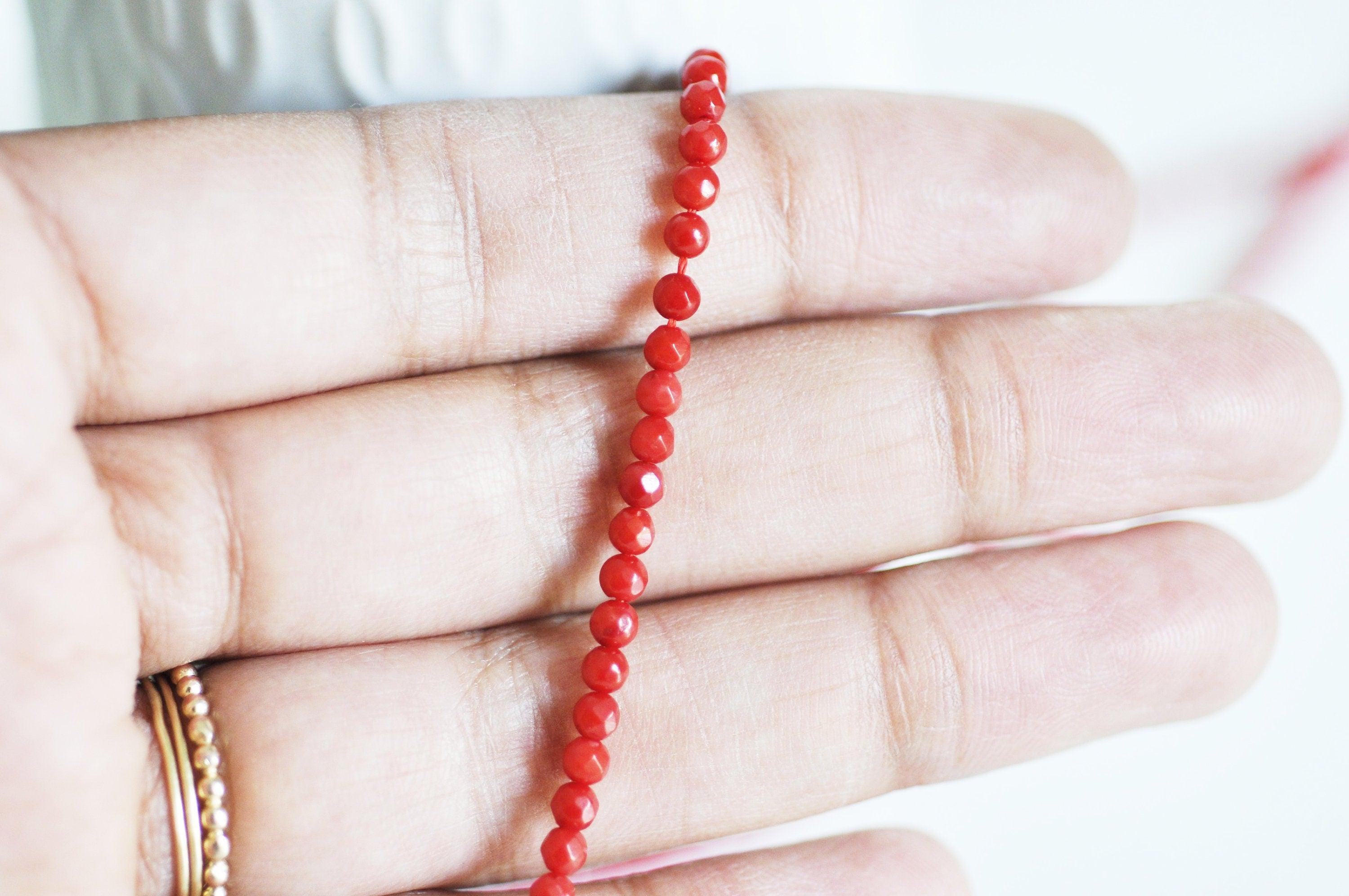 Gingerlily Perles corail rouge rond 3mm fil 40cm 135 perles
