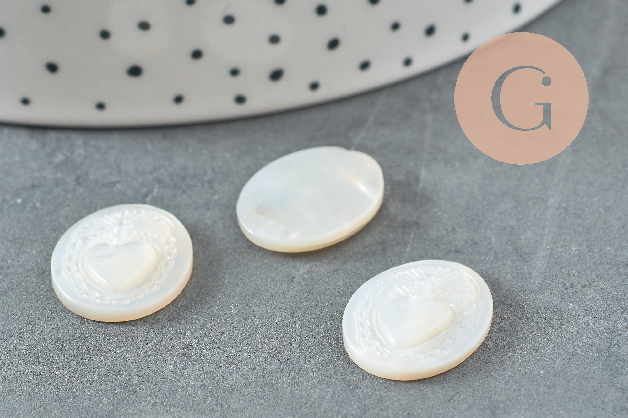Gingerlily Cabochons G9623 cabochon nacre Coeur Ex Voto 20x15