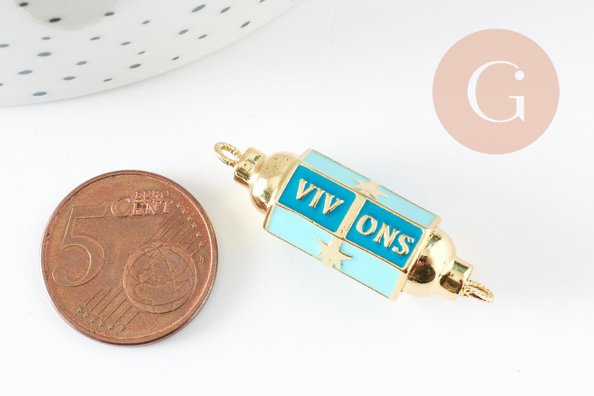 Gingerlily G9434 connecteur tube talisman 34mm turquoise