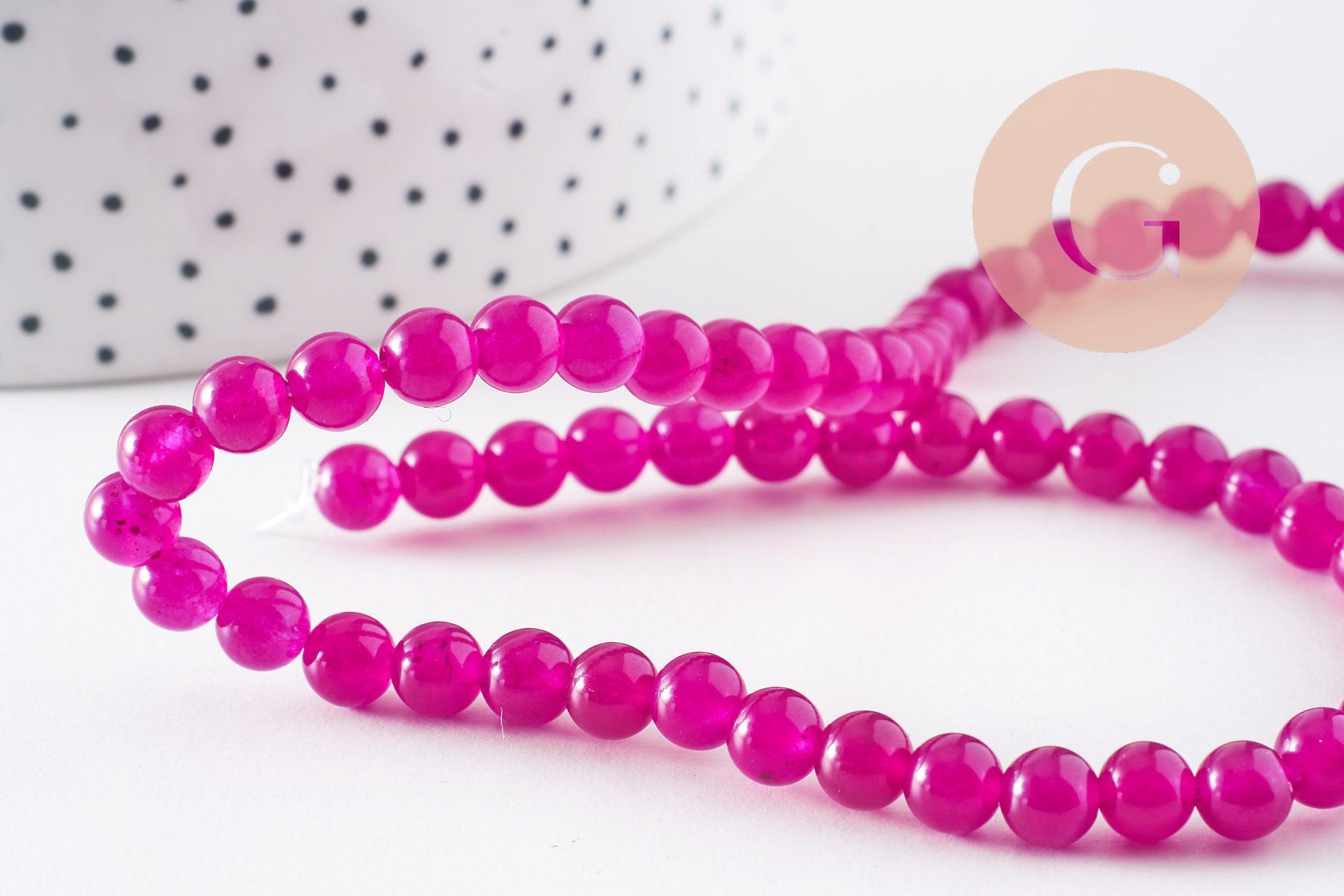 Gingerlily Perle ronde G10196 jade rose fuchsia 6mm fil 37,5cm