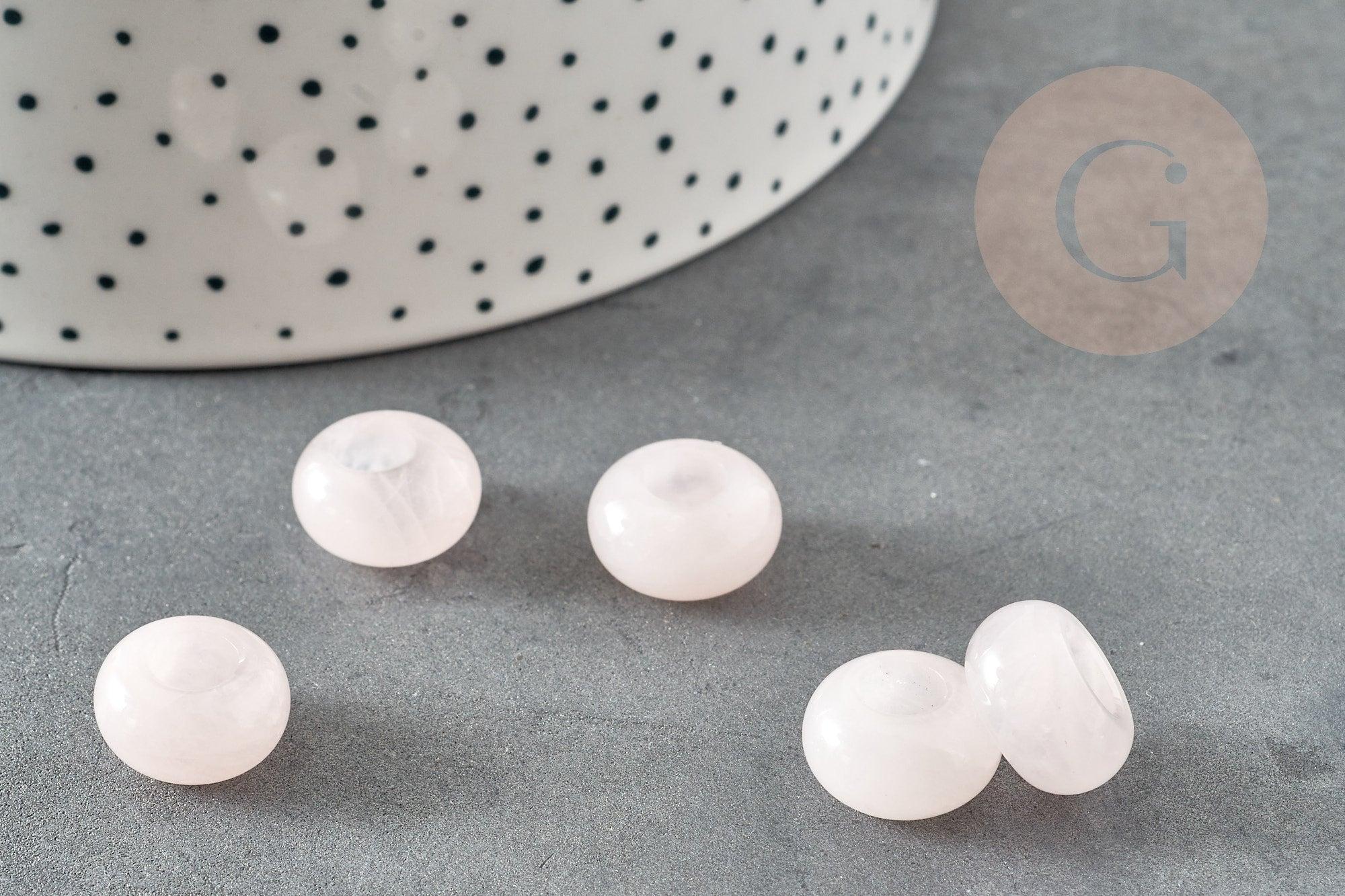 Gingerlily perle rondelle donut quartz rose 14 mm x2