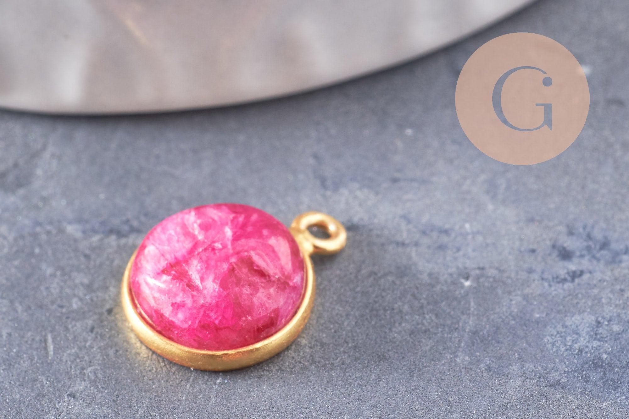 Gingerlily Pendentifs visage lune rubis G9878 19mm doré
