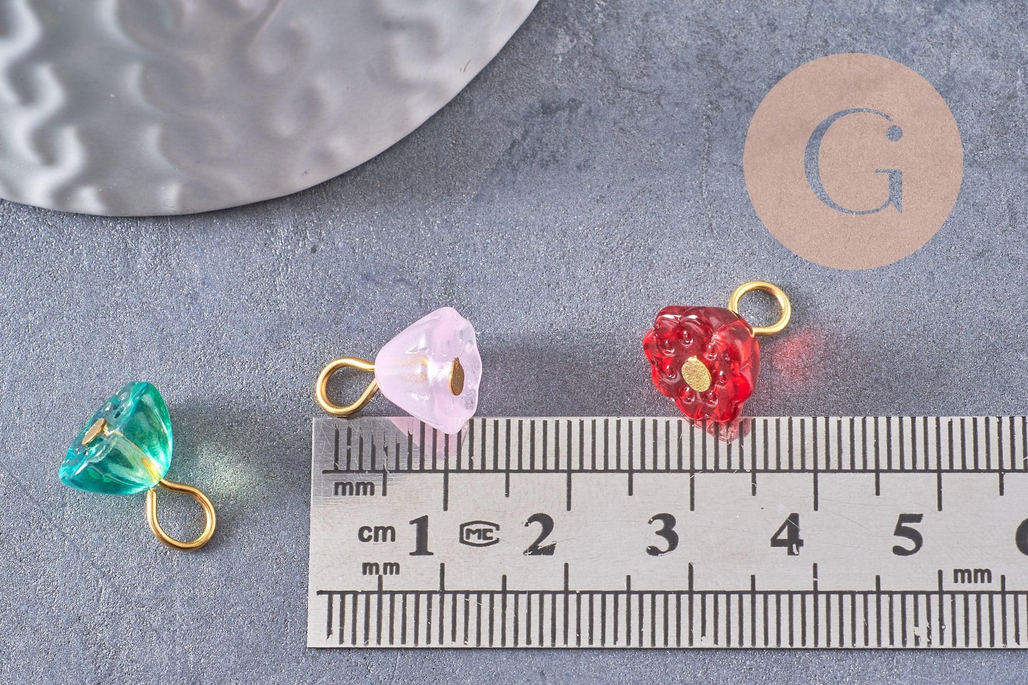 Gingerlily Perles G10298 breloque lotus verre doré 12mm x5