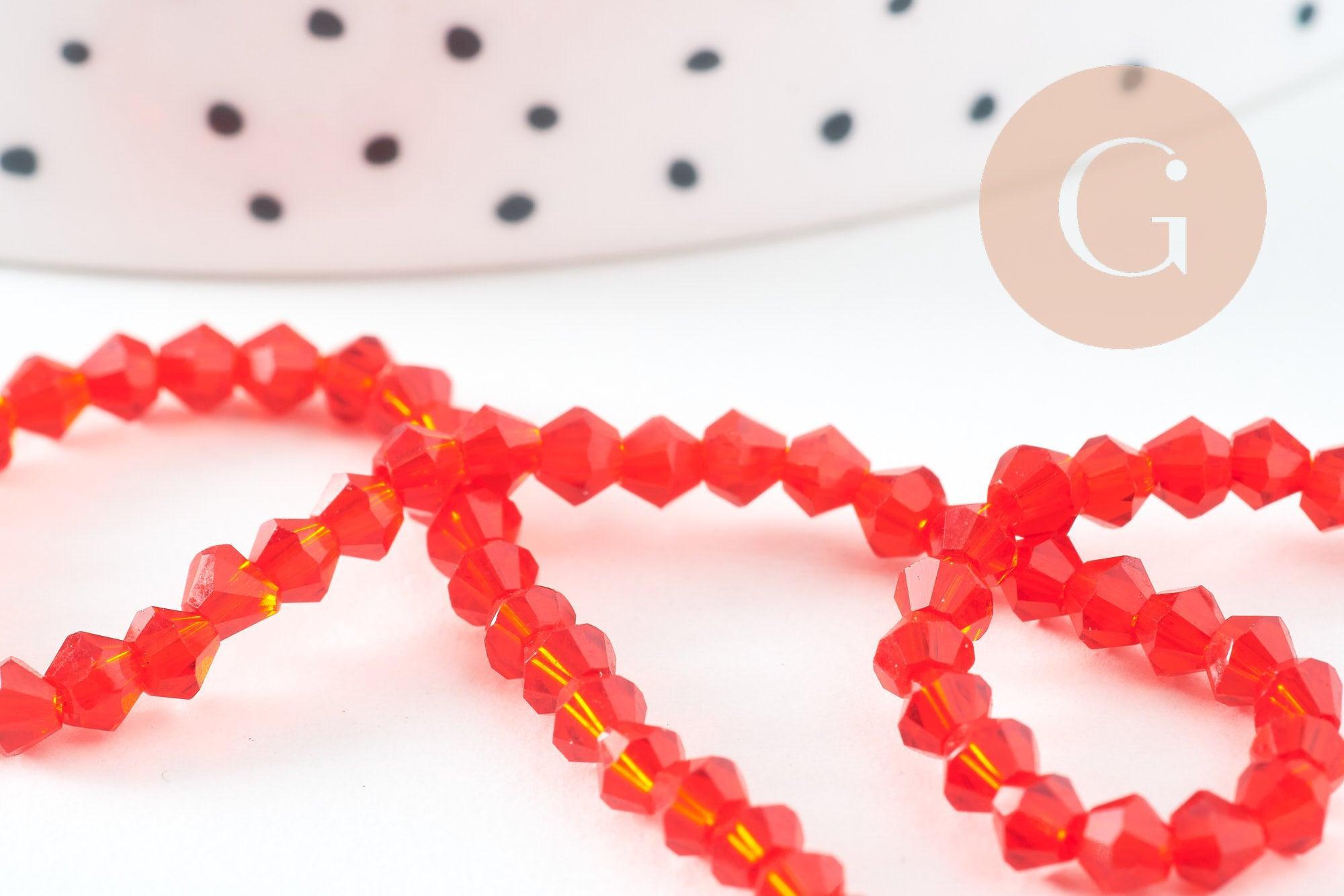 Gingerlily Perles toupies cristal rouge transparent 3,5mm fil