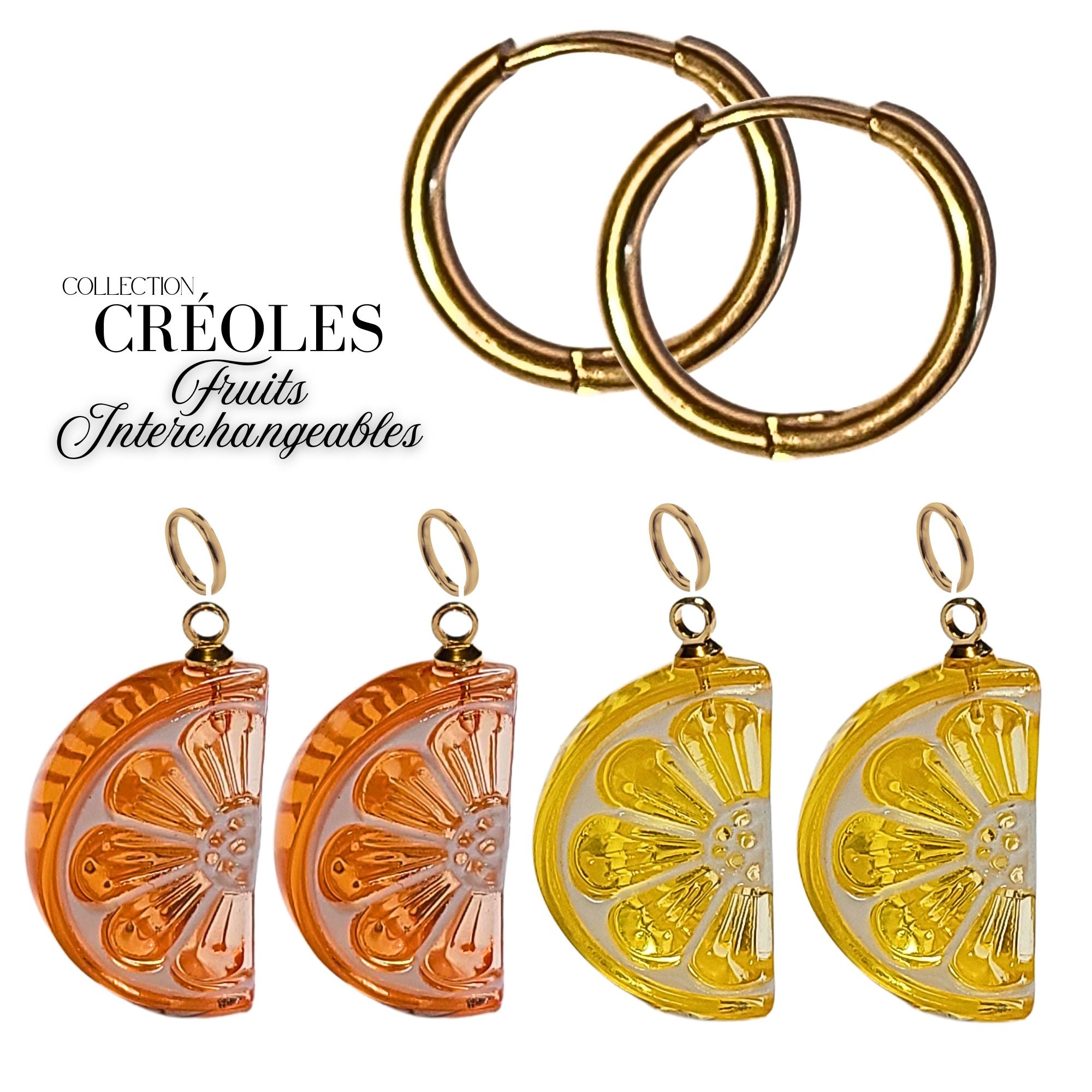 ARTSHOP Vitamines kit créoles citron mandarine acier doré